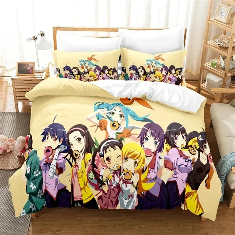 Anime Monogatari Series Story Shinobu Oshino Bedding Set Boys Girls Twin Queen Size Duvet Cover Pillowcase Bed Kids Adult