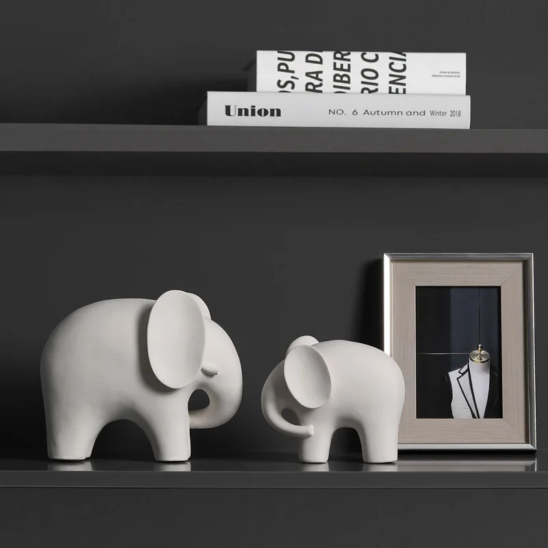 

1Pcs Auspicious Elephant Ceramic Decoration Porch Living Room Simple Home Wine Cabinet Decoration Office Housewarming Gift