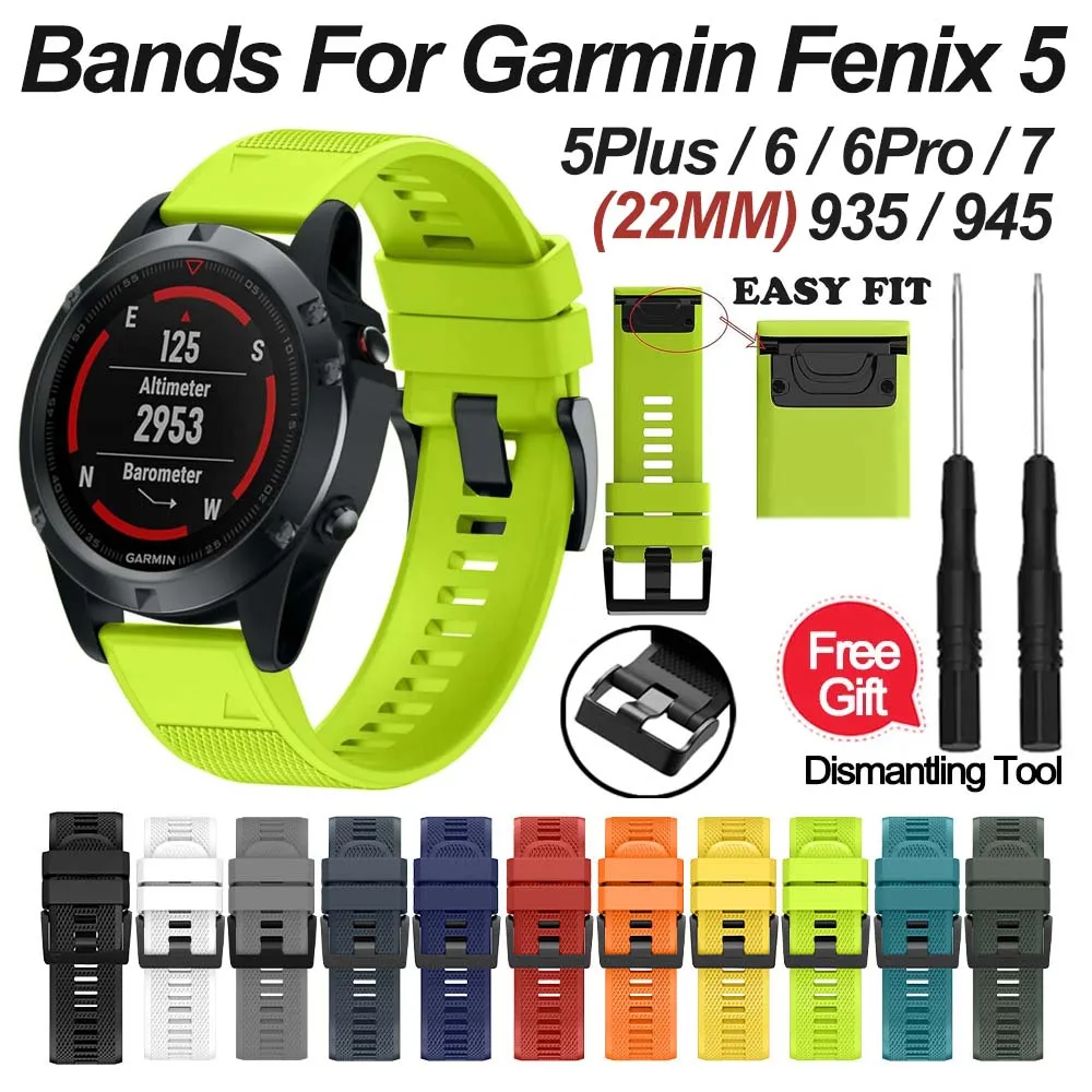 22MM Bands For Garmin Fenix 5 Watch Band Straps Fenix 5 5X 5S Plus 6X 6 6S Pro 7 Forerunner 935 945 Approach S62 S60 Quatix5