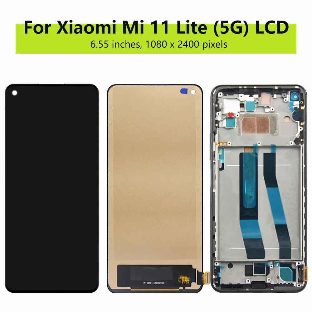 Display For Xiaomi Mi 11 Lite 5G M2101K9G LCD Touch Screen Digitizer Assembly LCD For Xiaomi Mi 11 Lite M2101K9AG Display Screen