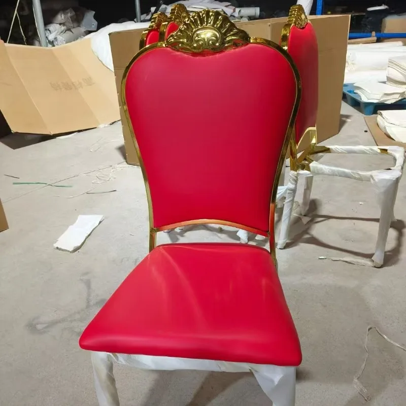 Hotel wedding soft bag chair hotel banquet wrought iron dining chair crown soft bag back chair household light luxury dining cha