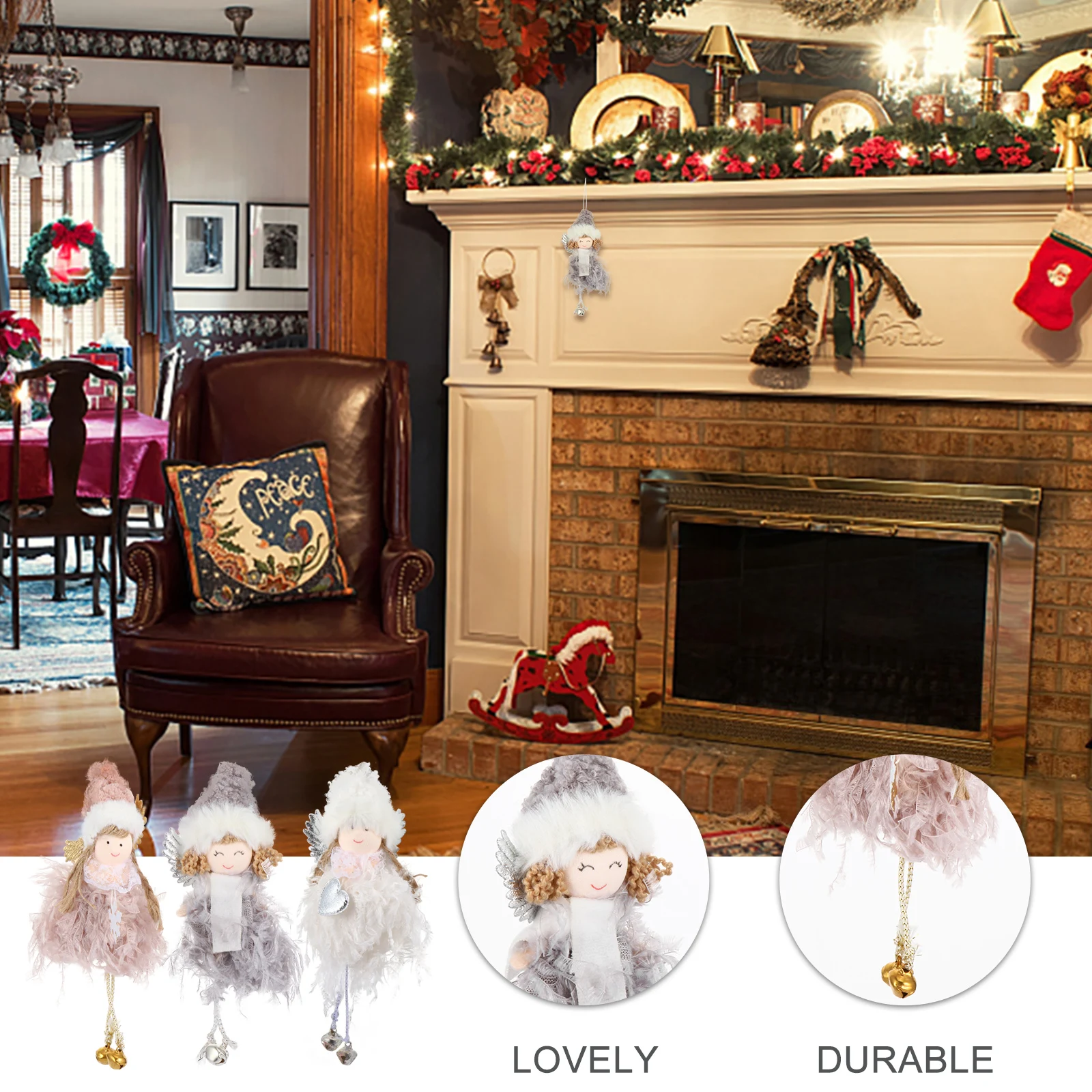 

3 Pcs Christmas Tree Pendant Gingerbread Decorations Indoor Tabletop Balls Angel Xmas Supplies Hanging Ornaments