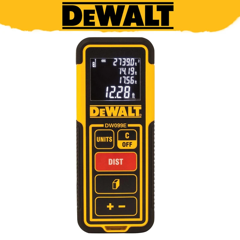 DEWALT DW099E Laser Distance Meter 100-Foot Range  Area Volume Laser Measure Rangefinder Power Tool