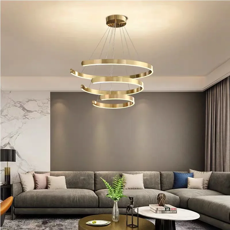 Modern Led DIY Ring Ceiling Chandeliers Industrial Style Pendant Lamp Living Dining Room Decor Hanging Light Home Lustre Fixture