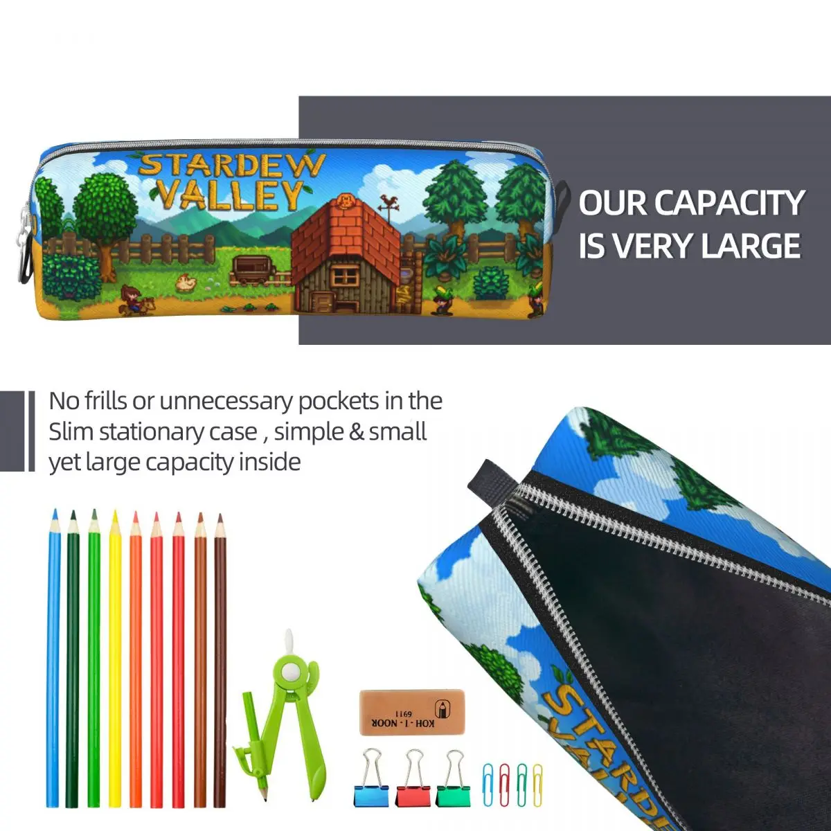 جميل Stardew Valley مقلمة الزراعة RPG لعبة Pencilcases حامل قلم للطلاب حقائب ذات سعة كبيرة الطلاب المدرسة