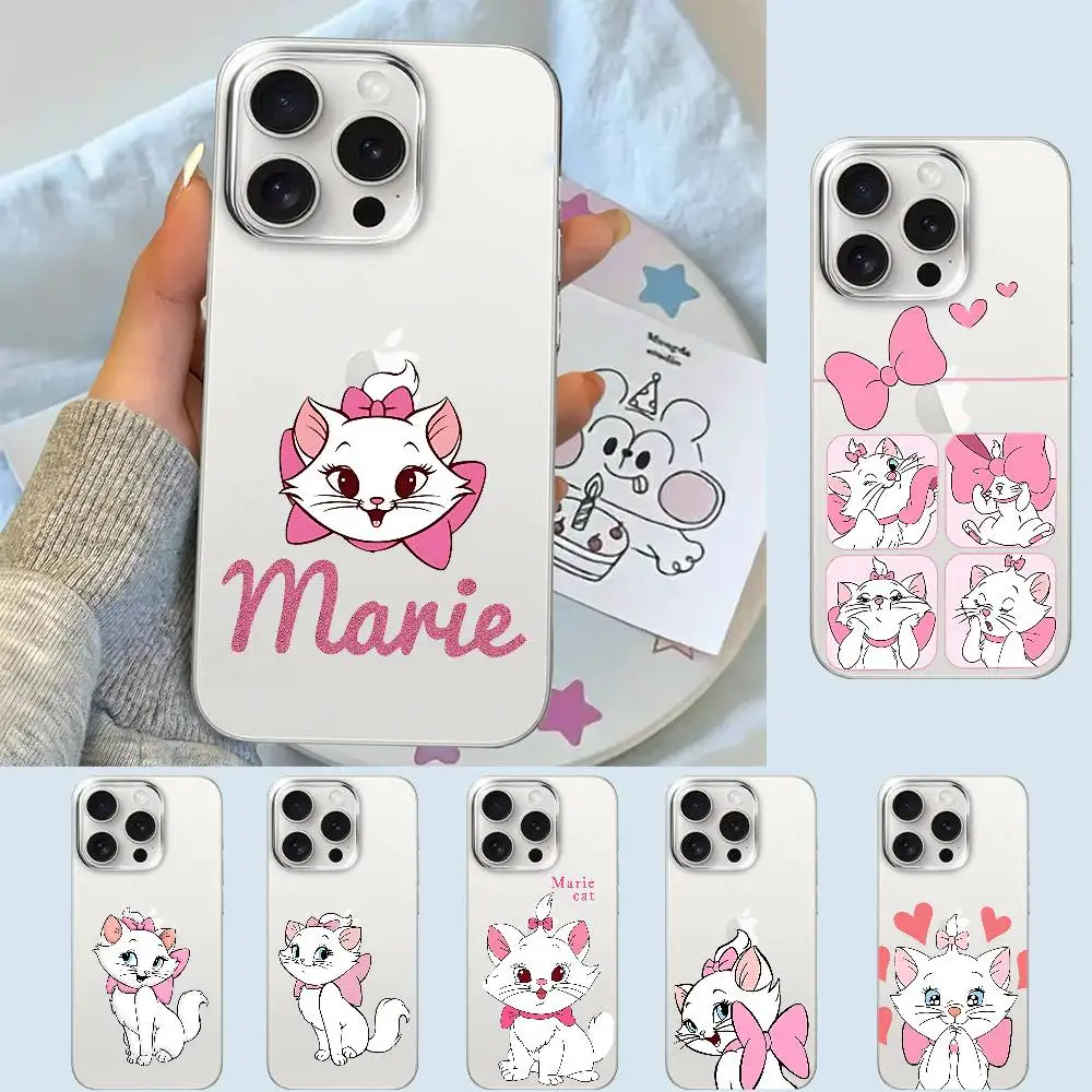 حافظة هاتف M-Marie Cat لهاتف آيفون 17/16/15/11/13/14 Pro Max Plus/X/Xr/Xs Max/12 mini - غطاء شفاف شفاف