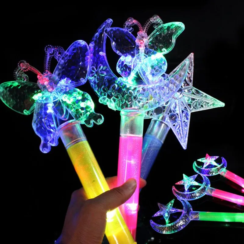 10Pcs  Flashing Fairy Magic Wand Princess  Star Butterfly Flower Light Sticks Props Glow Party Birthday Gift    Wedding Festival