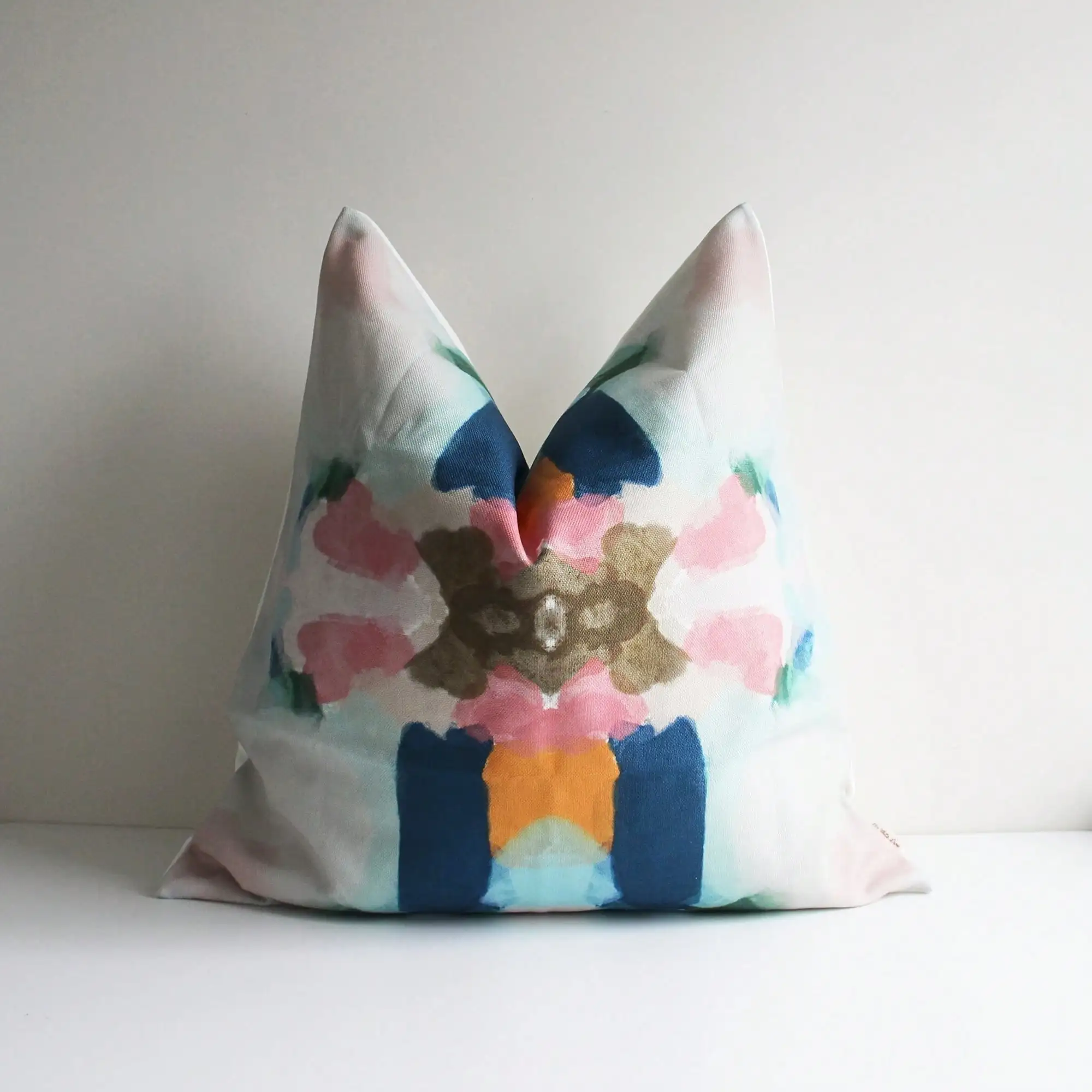 [Pillow Cover]Navy Pink Orange Abstract Tow Pillow Cover - Mirror Modern Art Dr Cushion Cover 8x8 0x0 45x45cm(Pillow Core Not Included)