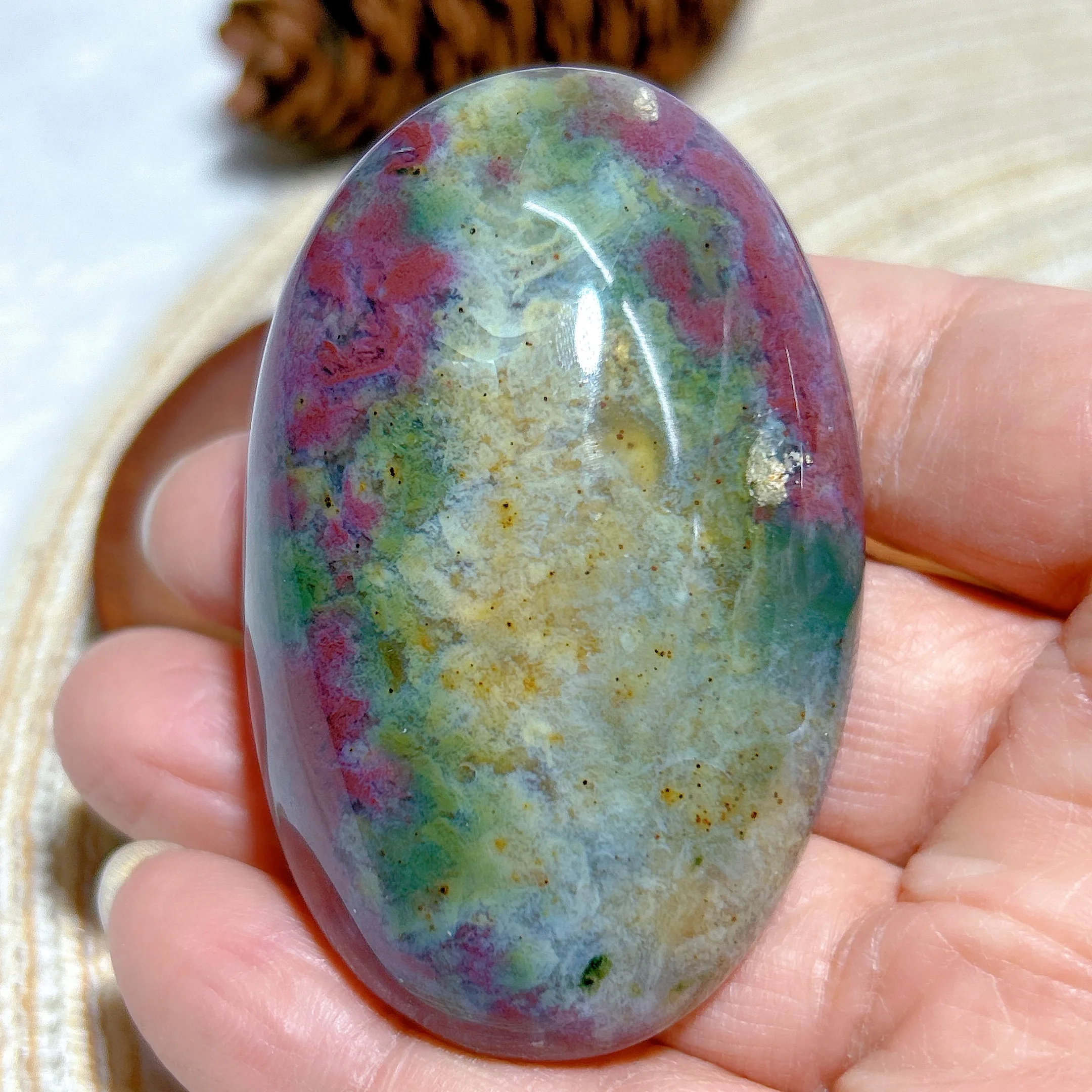 Healing High Quality Natural Crystal Ocean Jasper Palm Gemstones Ornament Polished Mineral Energy Home Decorations Gift