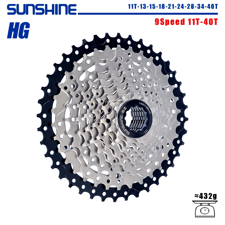 SUNSHINE Fahrradkassette 8/9/10/11/12 Geschwindigkeit MTB Kettenrad 11T-32T/36T/40T/42T/46T/50T/52T HG Struktur Freilauf für SHIMANO/SRAM
