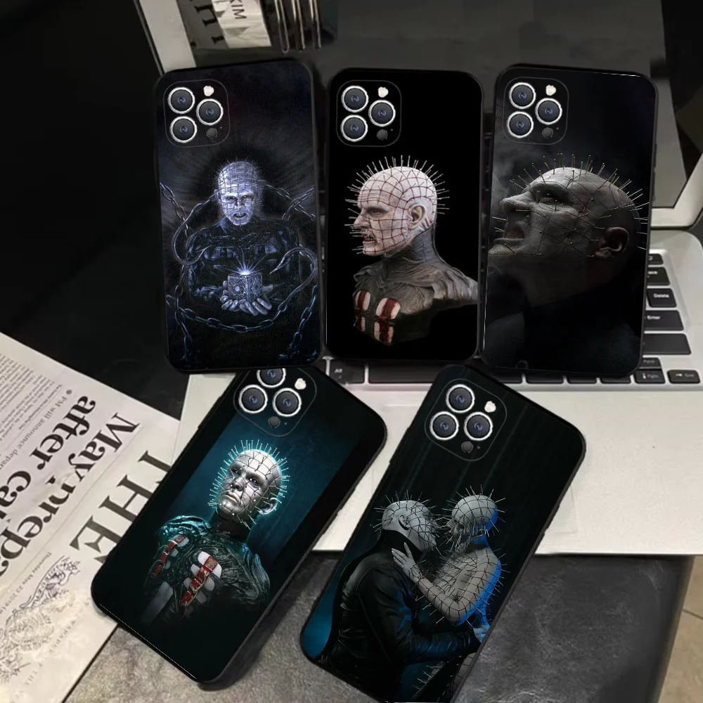 

P-Pinhead H-Hellraiser Phone Case For iPhone 16,15,14,13,12,11,Pro,X,XS,Max,XR,Plus,Mini Soft Black Cover