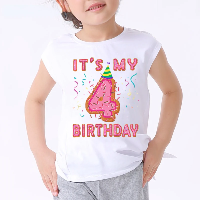 Funny Shirt Children t shirts Number 1 2 3 4 5 6 8 9 happy Birthday Gift Kids Letters Cute tshirts Print Clothes Boys and Girls