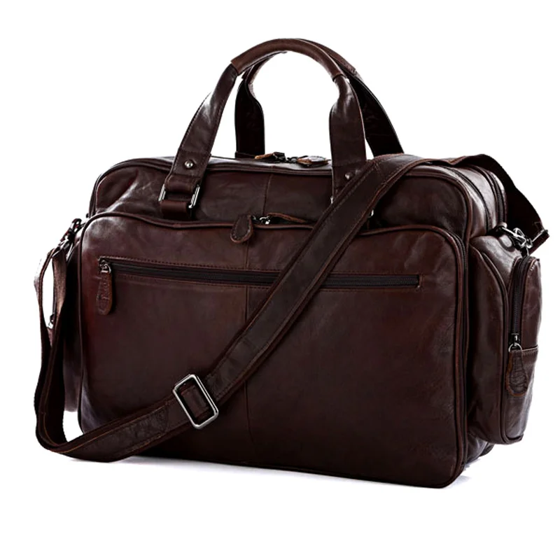 Oil Waxed Fashion Genuine Leather Briefcase Men Business tote Handbag men Laptop Bag Large office Shoulder