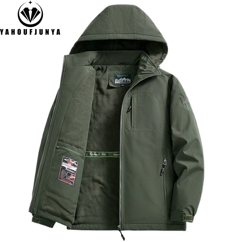 Winter Men Outdoor Windbreak Fleece Warm Jacket Men Removable Hooded Waterproof Casual Fashion Jacket Coat Male Clothing Hots