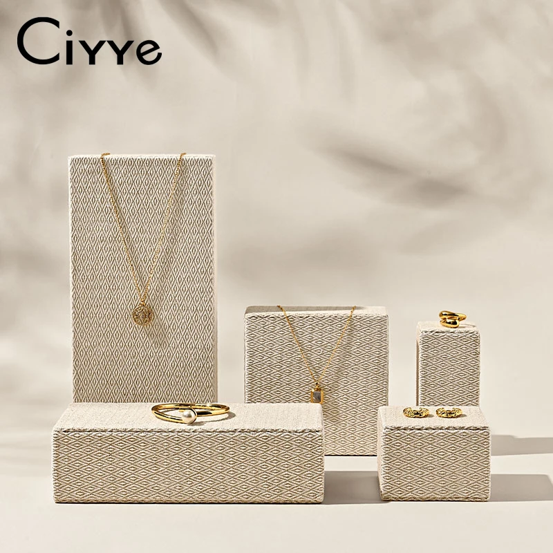 Ciyye Linen Jewelry Display Props Block Jewelry Exhibition Stand Earrings Ring Bracelet Bangle Stand Showcase Counter Exhibition