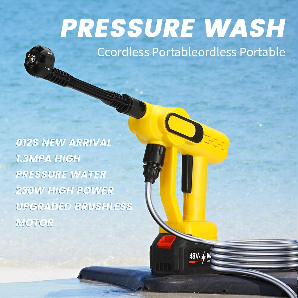 تصميم جديد 6 في 1 فوهة صناعية كهربائية محمولة لاسلكية 21 فولت 7 بار غسالة ضغط السيارة