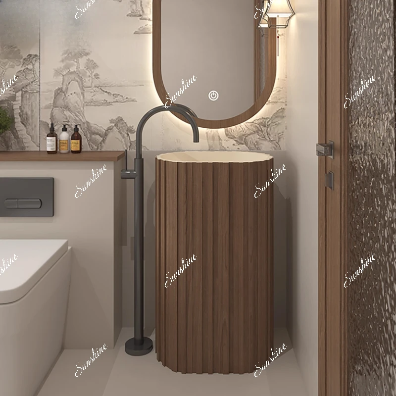 Medieval style, Chinese log pattern column basin design, personalized art and creativity integrated floor type