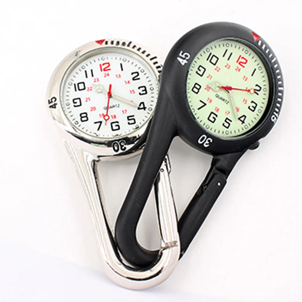 Glow in The Dark Unisex Pocket Watch Clip on Multi-Function Digital Carabiner Watch Carabiner Watches For Hiking Mountaineering