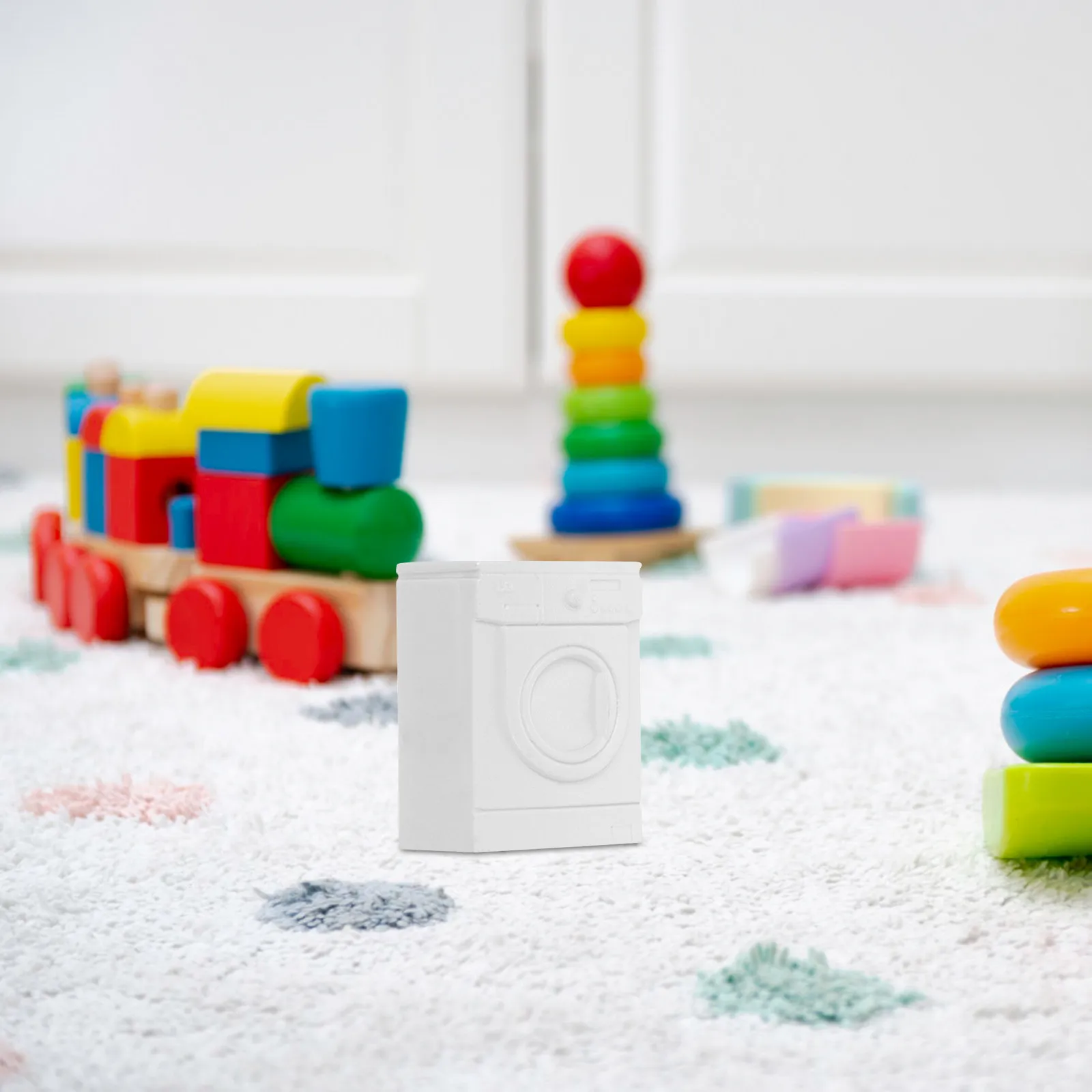 Miniature Washing Machine Realistic Play Appliance for Kids Pretend Household Mini Furniture Tiny Laundry Room Accessories 1:30