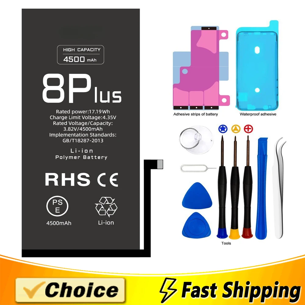 0 Cycle High Capacity Battery For Apple iPhone 8 Plus Replacement Lithium Polymer Bateria With Tool Kit