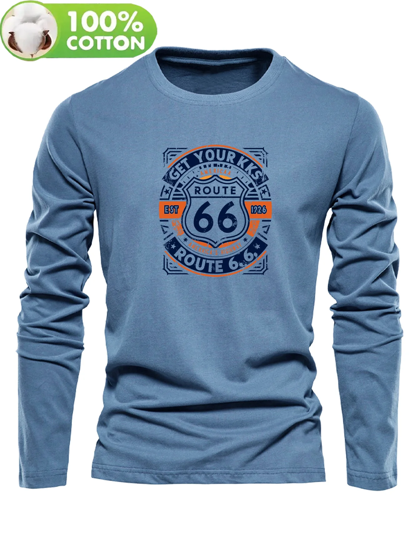 Men 100% Cotton Long Sleeve T Shirt Soft Breathable Crew Neck Tee For Spring Autumn Wine Red Green Dark Blue Casual Layering Bas