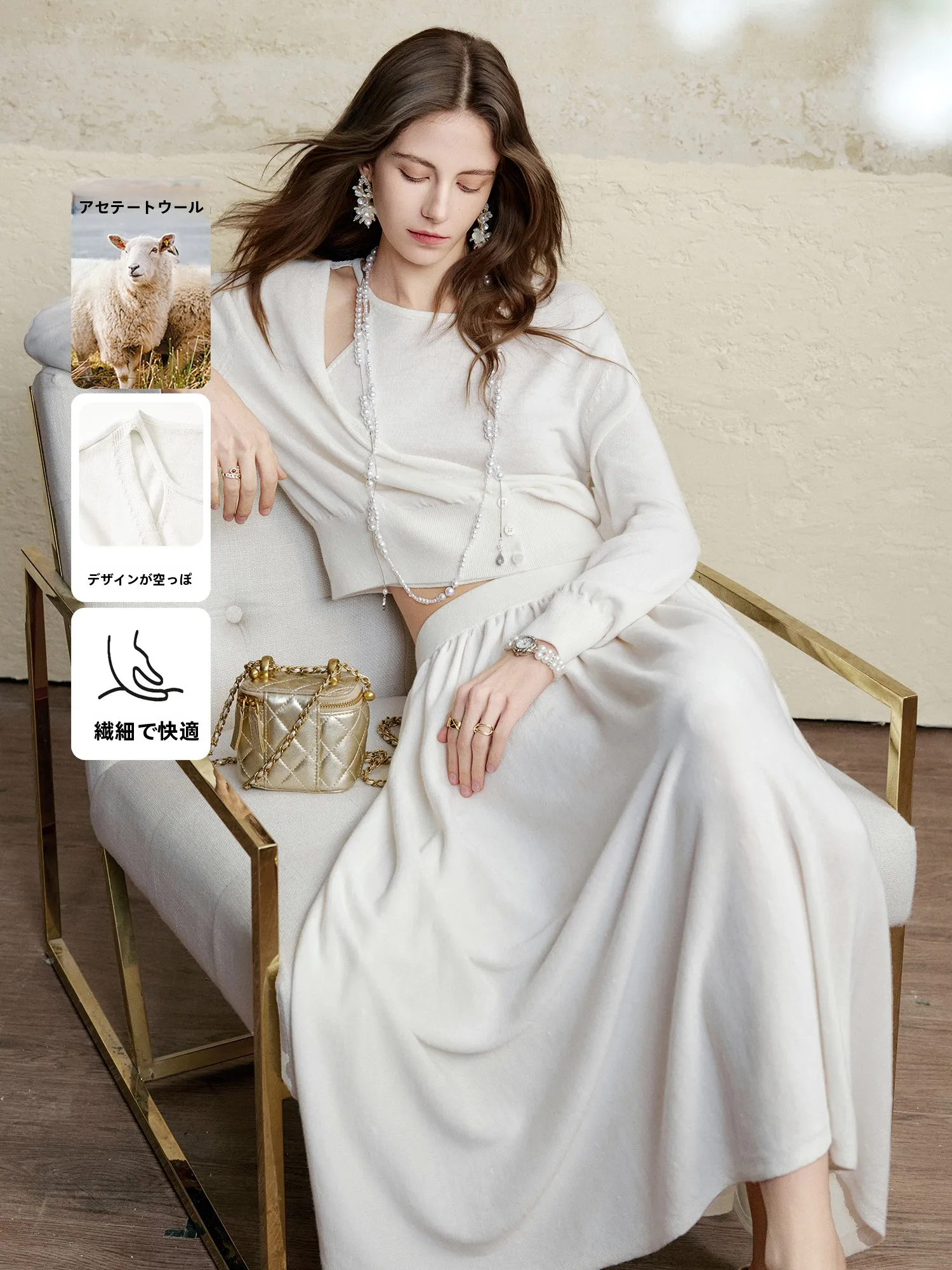 

Aesthetic Knitted Women's Set Pumpkin Valley Fake Two-Piece Knitwear Half Skirt Spring Collection Comfortable Commute Style