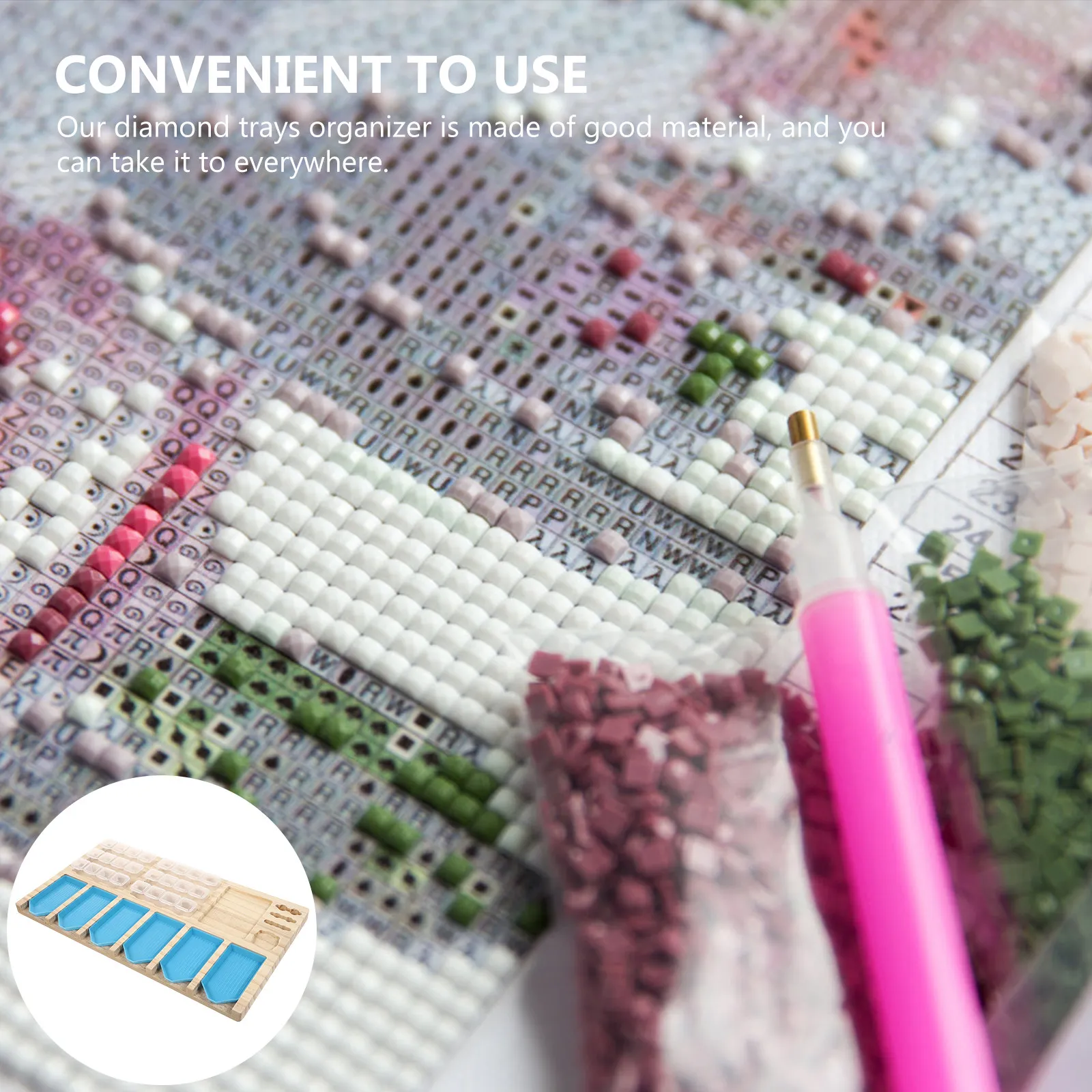 

Набор из 1 шт. Премиальный деревянный органайзер-лоток для инструментов для алмазной мозаики, для ручек-дрилей, страз и аксессуаров для рукоделия