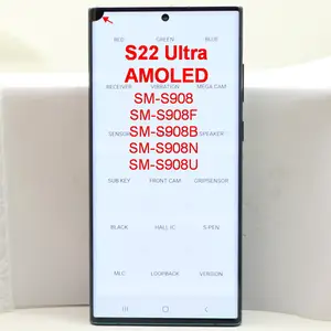 Bilashmart ORI 120Hz AMOLED S22 Ultra 5G Screen Samsung Galaxy S22 Ultra 5G S908B S908B/DS LCD Display Digital Touch Screen Replacement