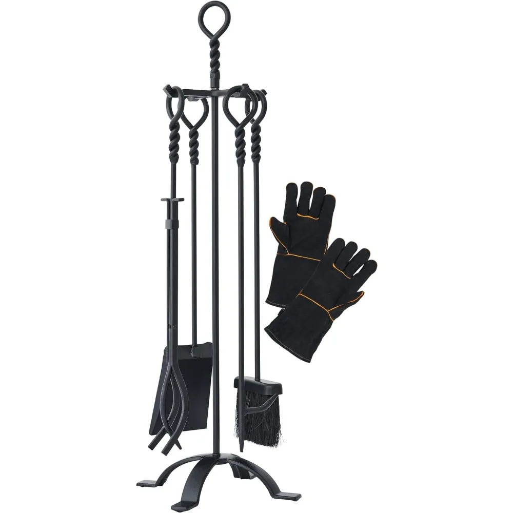 fireplace-tools-set-5-pieces-indoor-outdoor-sturdy-fire-place-poker-sets-with-retro-handle-and-heat-resistant-leather-gloves