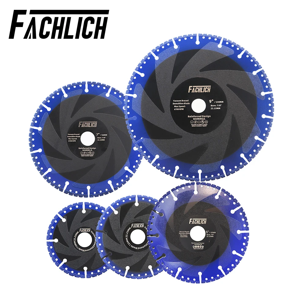 FACHLICH 1pc Diamond Demolition Saw Blade Metal All Purpose Cutting Disc Rebar Steel Block Stone PVC Cut Plate 4.5