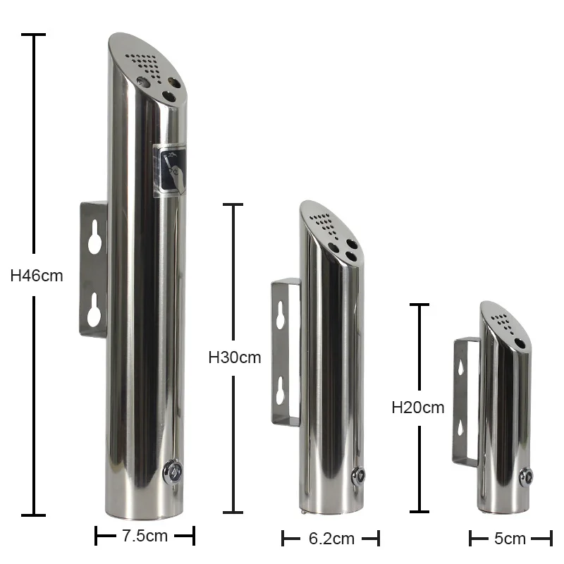 Commercial stainless steel 304 ashtray, wall mounted butts, cigarette butts, ashtray columns, hotel supplies restaurants public