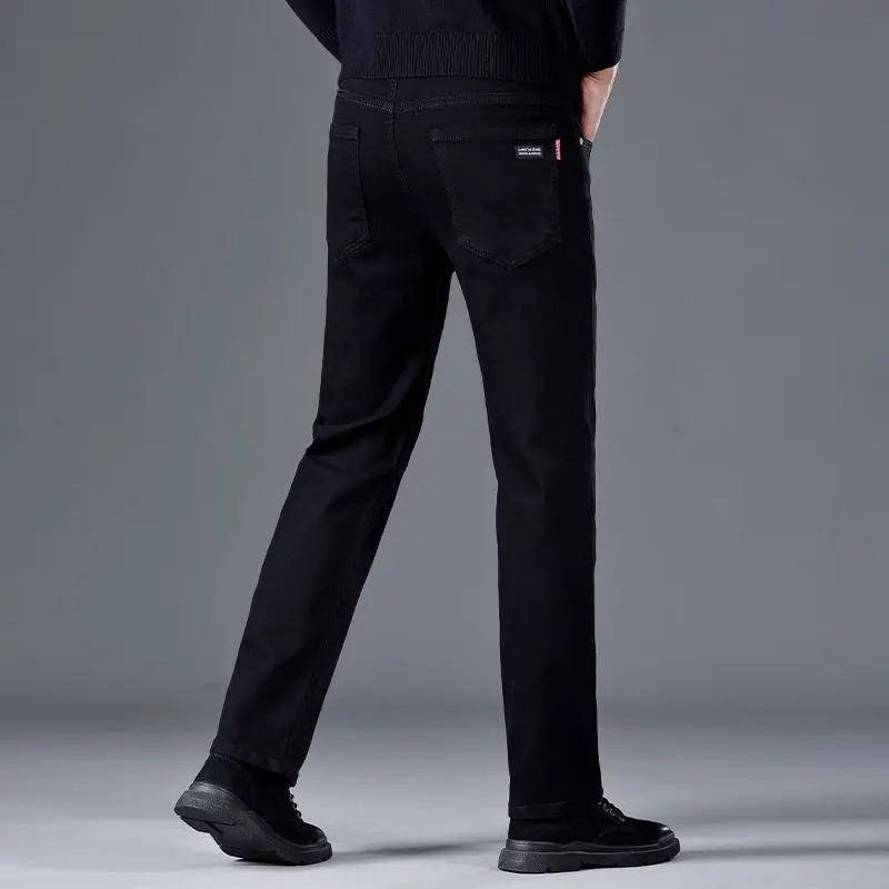Новые бестселлеры, универсальные, удобные, флисовые модные и модные черные мужские джинсы, мужские джинсы, мужские брюки