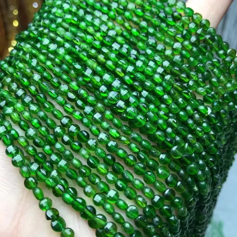 7A loose beads GREEN Apatite SQUARE/ocal faceted  4mm nature  for making jewelry necklace 33cm FPPJ wholesale 1string