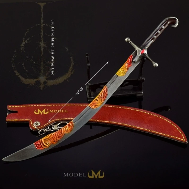 Scimitar-adorno artesanal totalmente de Metal, 26cm, cuchillo errante, modelo periférico de juego, juguete con artesanías exquisitas, regalos de colección Manship