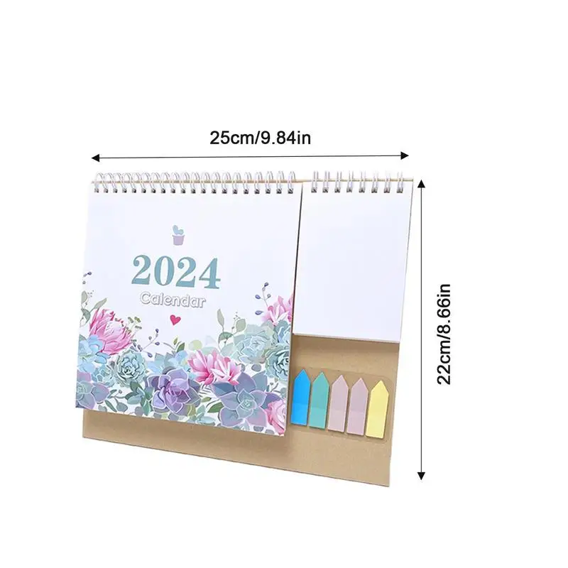 일정 달력 2024 작은 책상 책상 장식, 귀여운 다기능 종이 계획, 사무실 문구, 사무용품