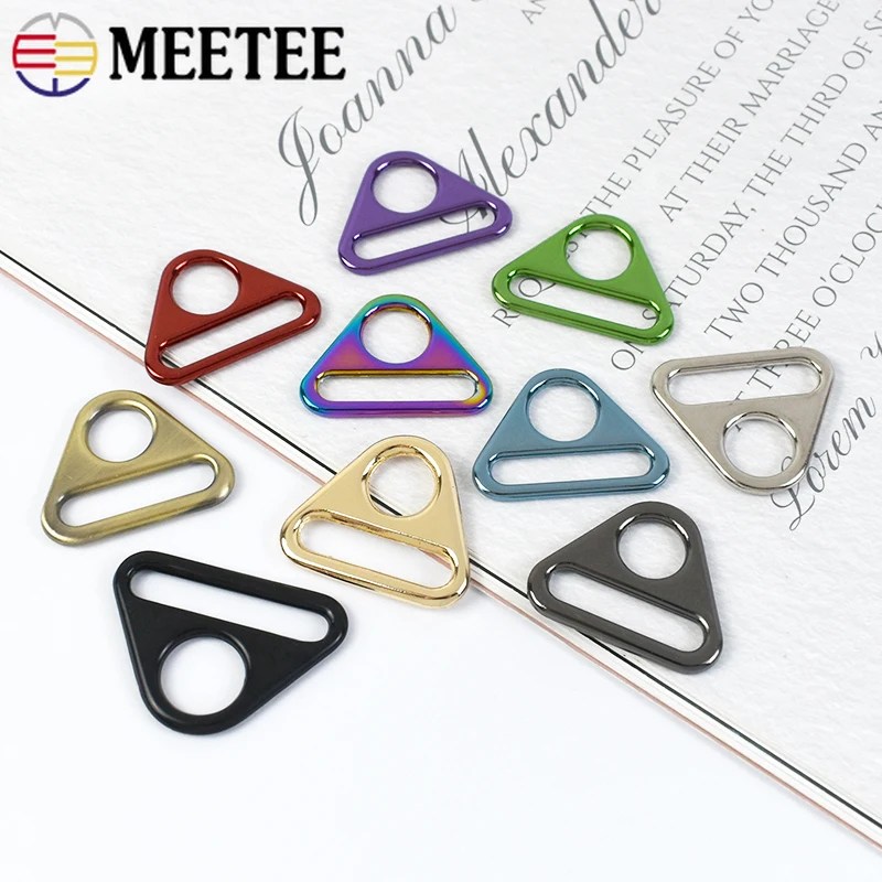 5Pcs Meetee 25mm Metal Triangle Buckle Webbing Belt Adjuster Clasp Bag Strap Chain Slider Ring Anti-slip Hook Sewing Accessories