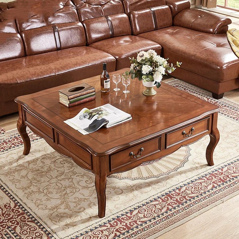 

Classic Trendy Coffee Table Vintage Luxury Premium With Storage Coffee Table Design Drawer Table Basse De Salon Furniture