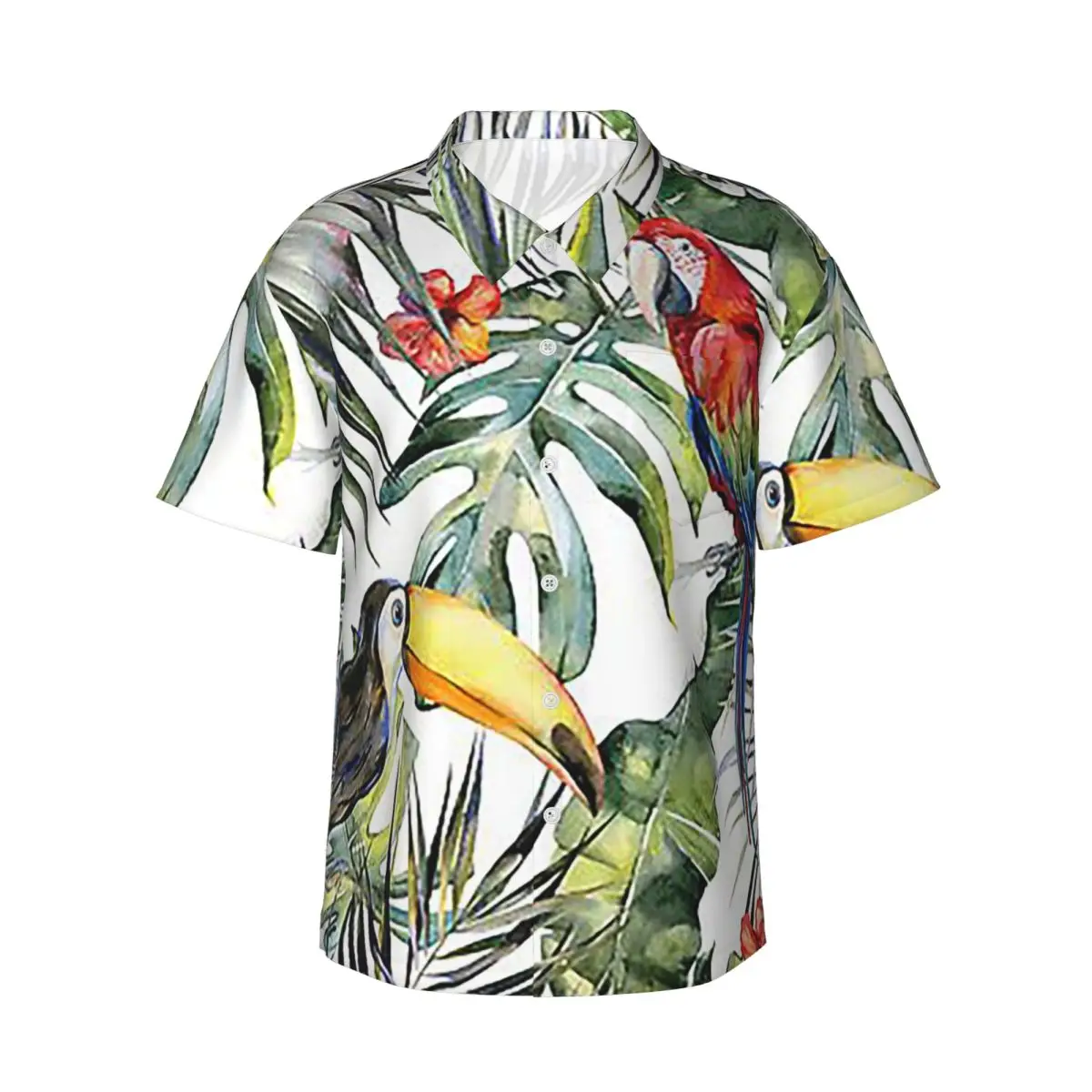 Tropical Jungle Men's Shirts Hawaiian Short Sleeve Shirt Fashion Button Tops for Summer Beach
