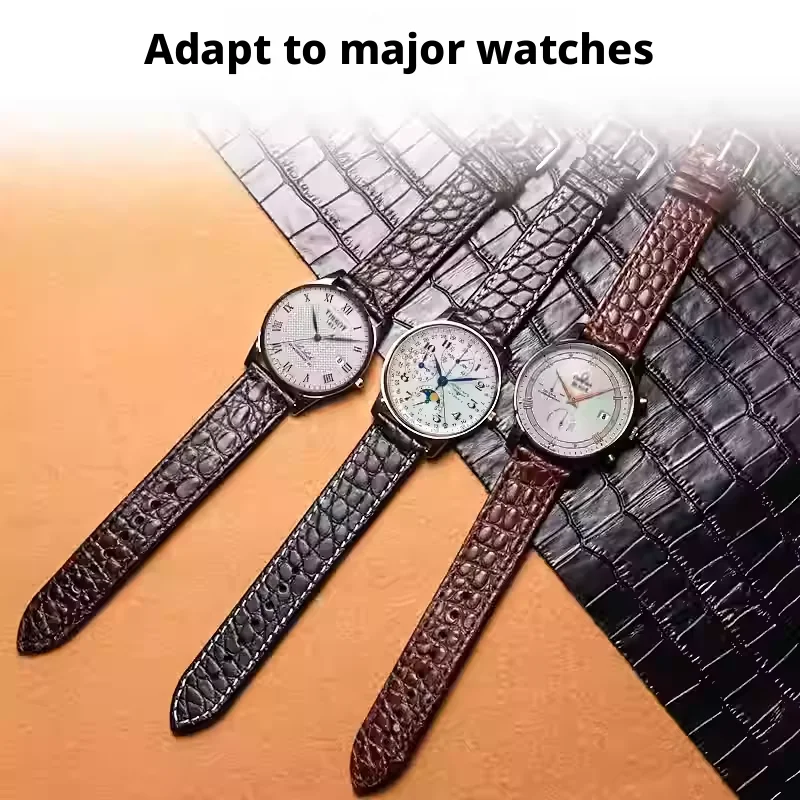Universal Alligator Leather Watchband Luxury High Quality 12 13 14 15 16 17 18 19 20 21 22 23 Mm Genuine Crocodile Leather Strap
