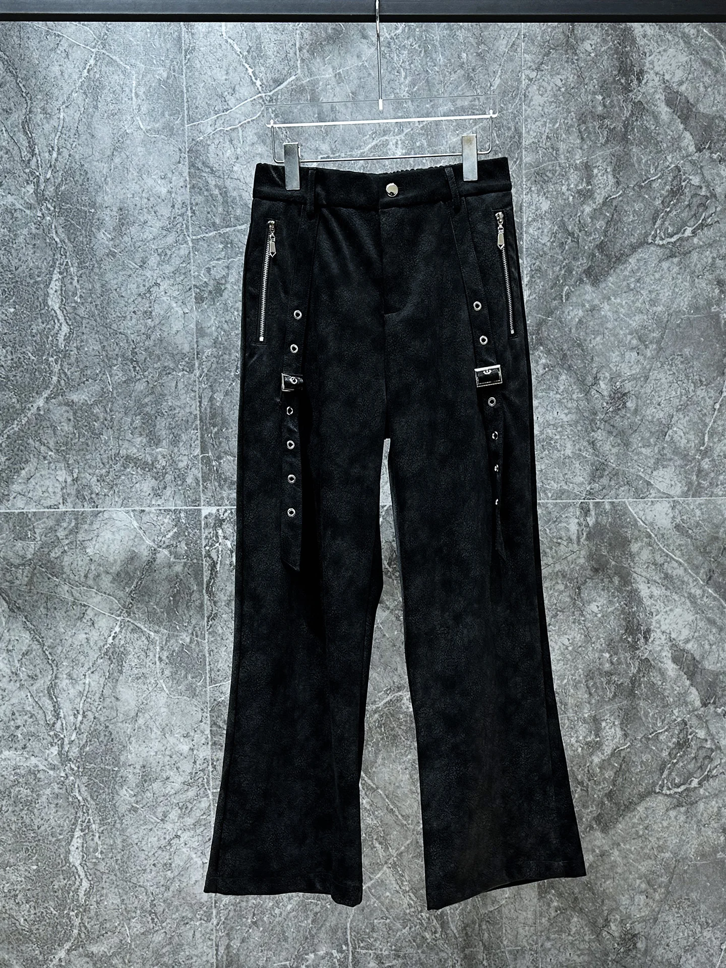 

Retro PU Leather Straight Leg Work Pants Men's Casual Faion Straight Leg Trousers Spring New Sle Dapper Men's Pants