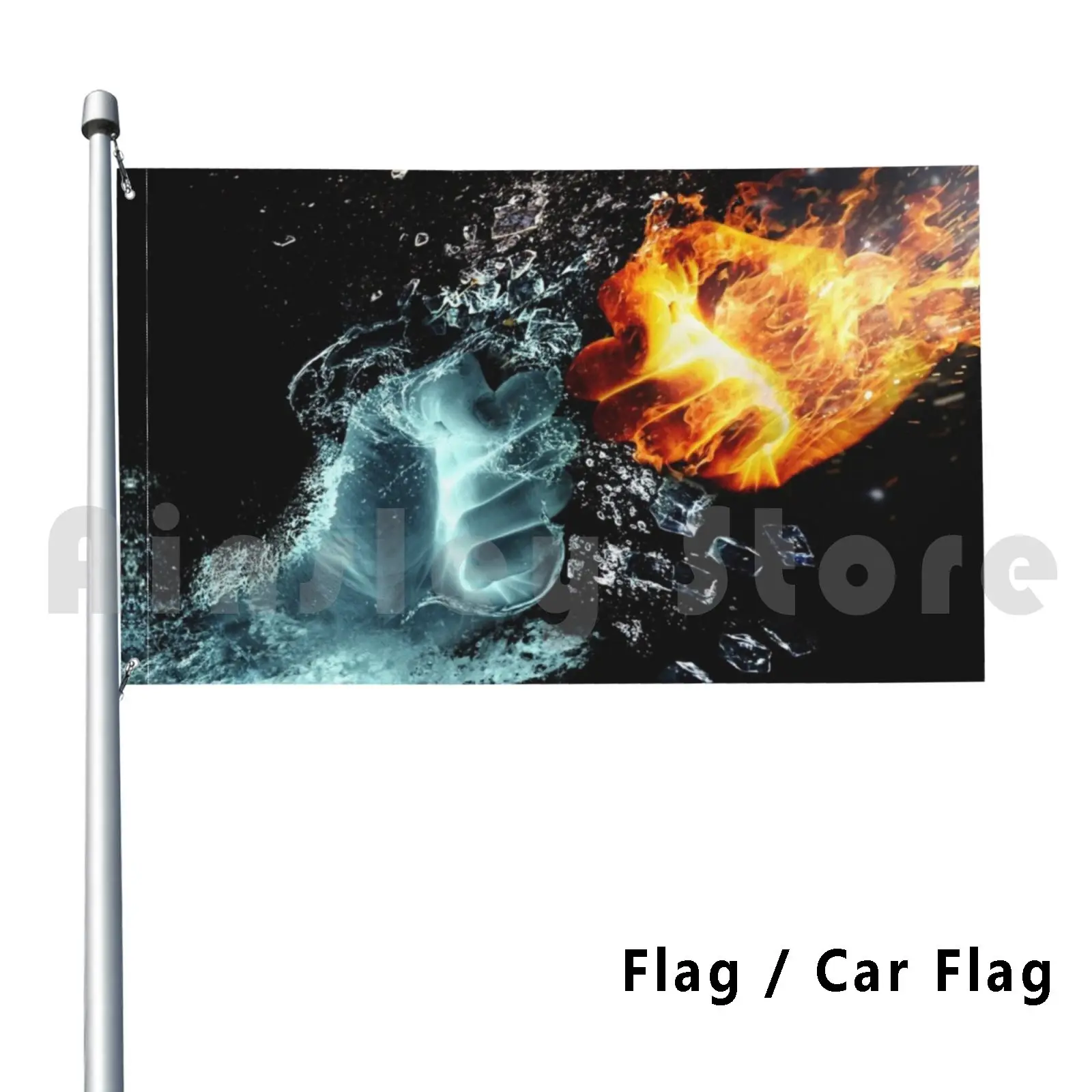 Fire & Water Fists Flag Car Flag Funny Fire Wildfire Disaster Hazard Flame Fireball Blaze Bonfire