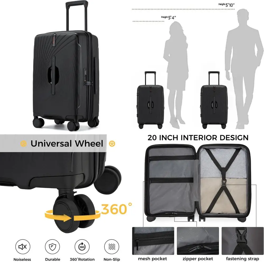 Lightweight Hardside Expandable Spinner Suitcase 20 Inch TSA Lock Airline Approved Travel Luggage 22x14x9 Inch