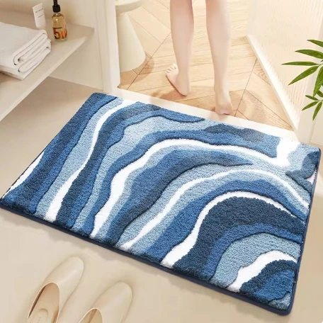 Non-slip Carpets Absorbent Flock Bathroom Bath For Toilet Shower Doorway Foot Mat Embossed Floor Rug Home Decoration