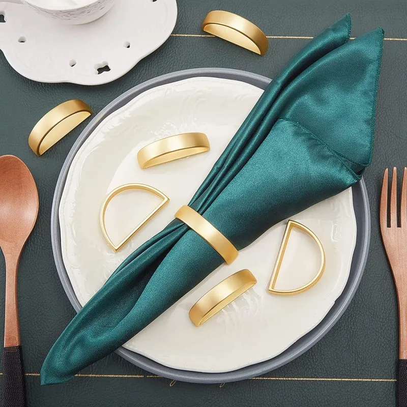 Metal Napkin Buckle Semicircle Metal Gold Easter Napkin Ring Holder Dinner Table Settings Party Wedding Modern Serviette Buckles