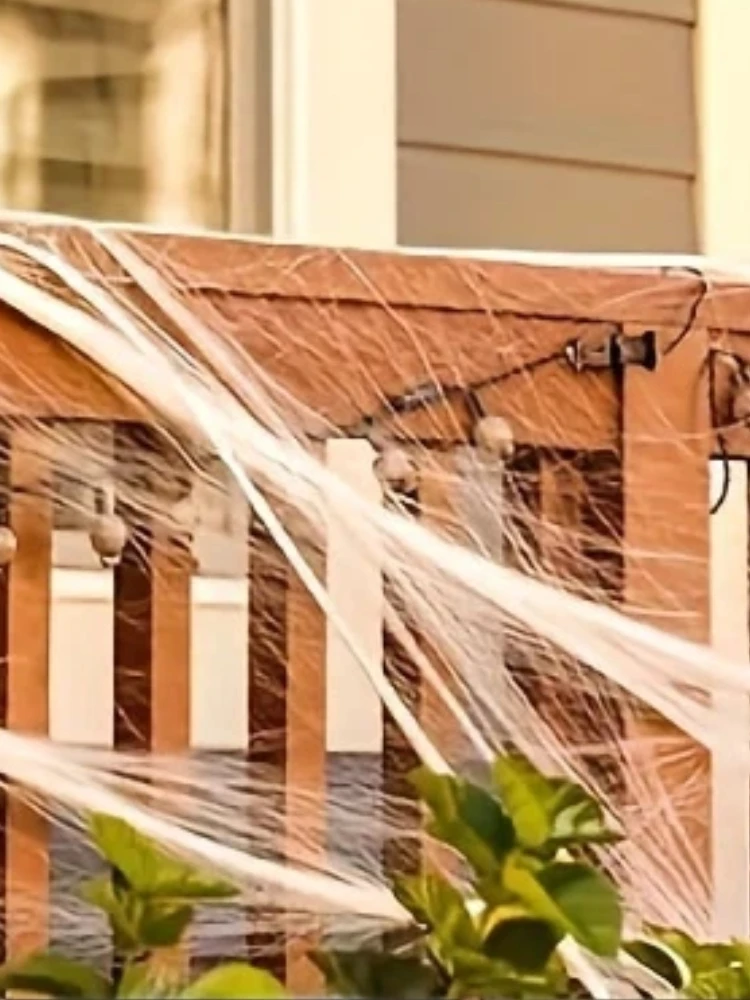 Rozciągliwe pajęczyny z 2 pająkami każda, artykuły imprezowe, dekoracje na Halloween do nawiedzonych domów, dekoracje do pokoju i domu. — 2