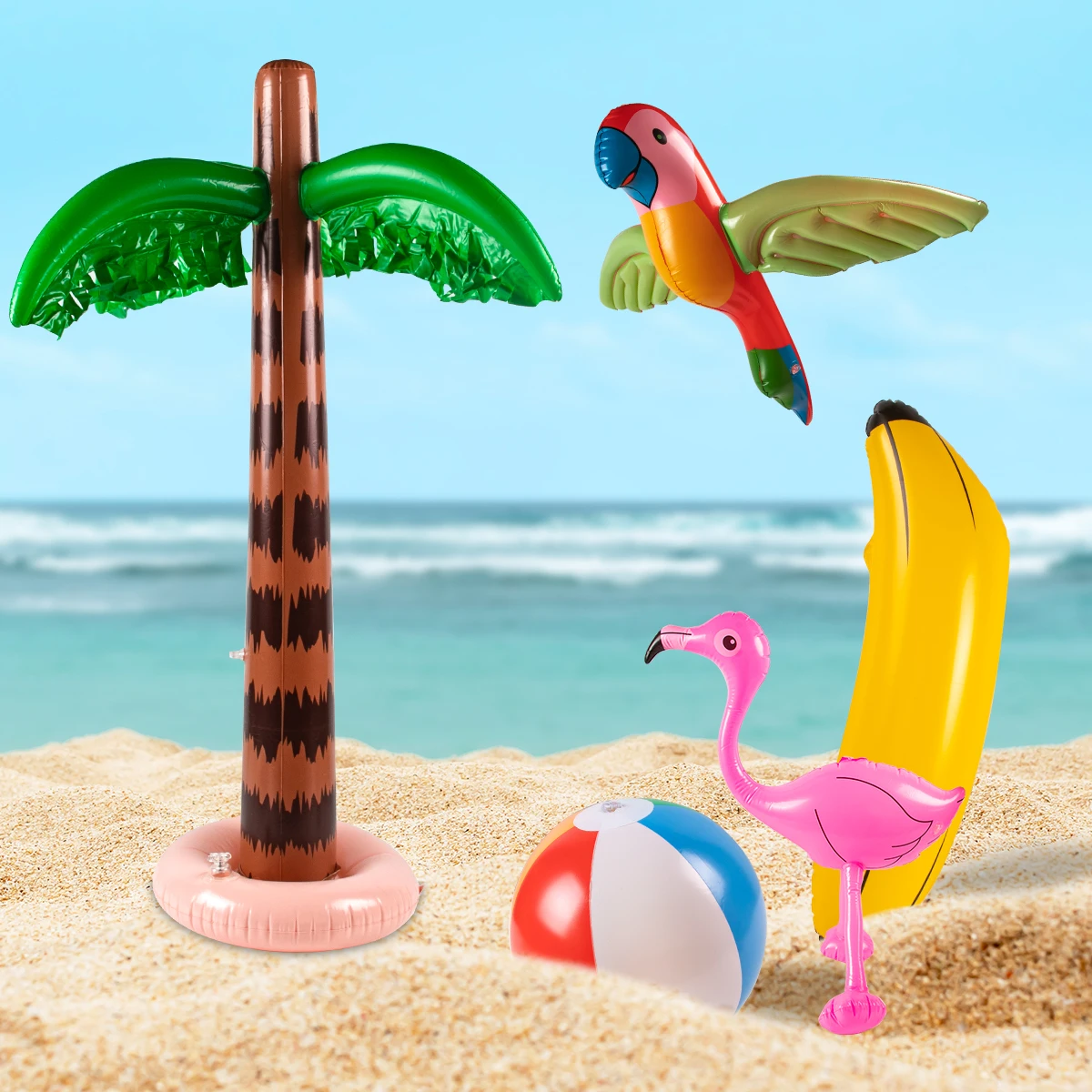 Hawaiian Coconut Tree Balloon Inflatale Tropical Bird Ball Flamingo Aloha Summer Beach Party Toys Hawaii Birthday Party Decor