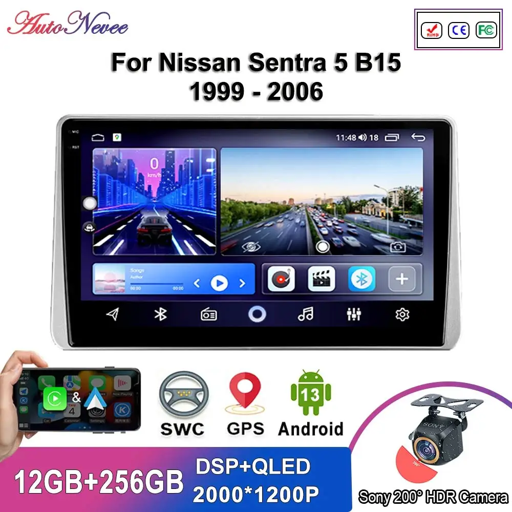 

Android 13 For Nissan Sentra 5 B15 1999 - 2006 High-performance CPU HDR QLED Screen Radio Stereo Multimedia Player GPS No 2din