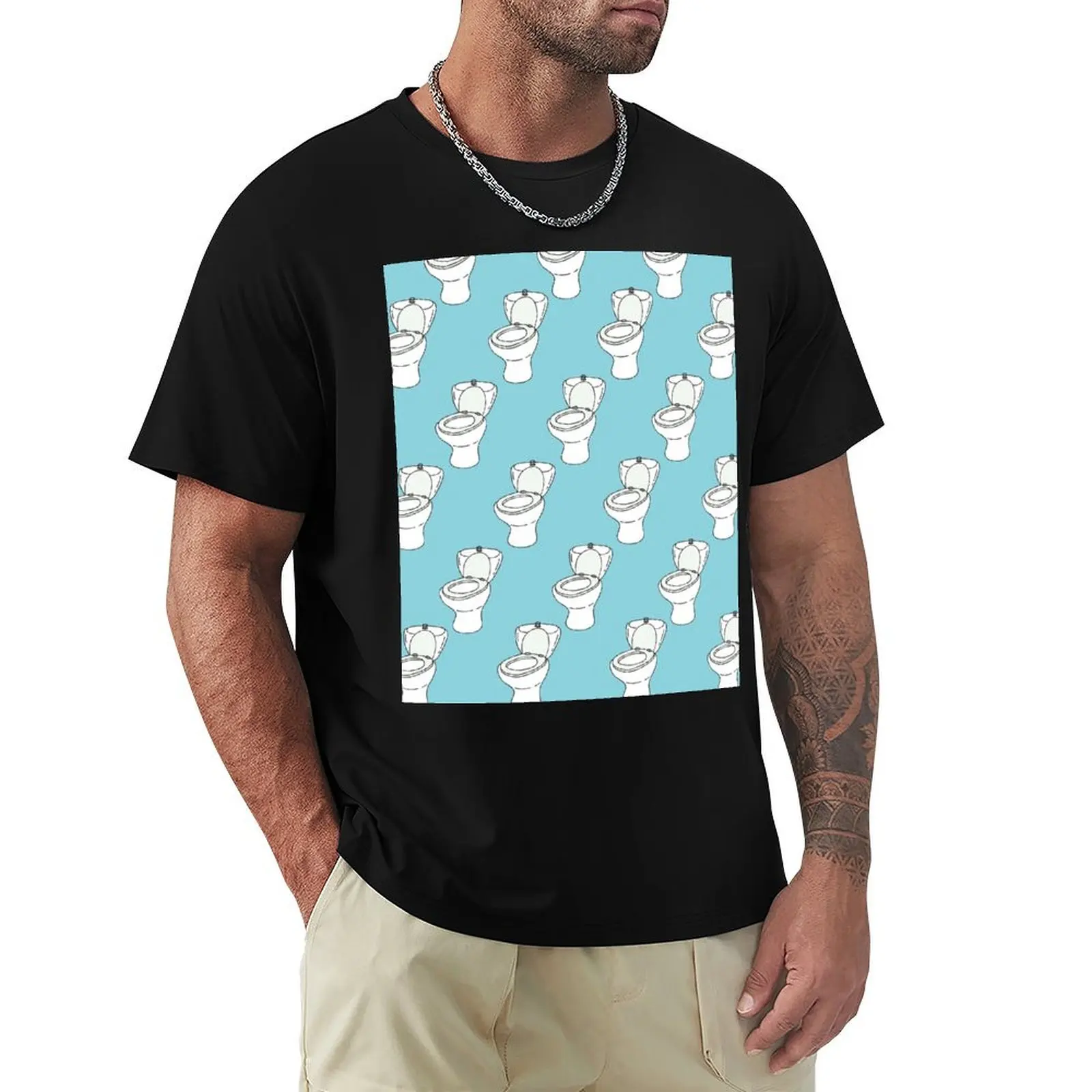 toilet doodle pattern T-Shirt Heavy Duty Casual Work Tee
