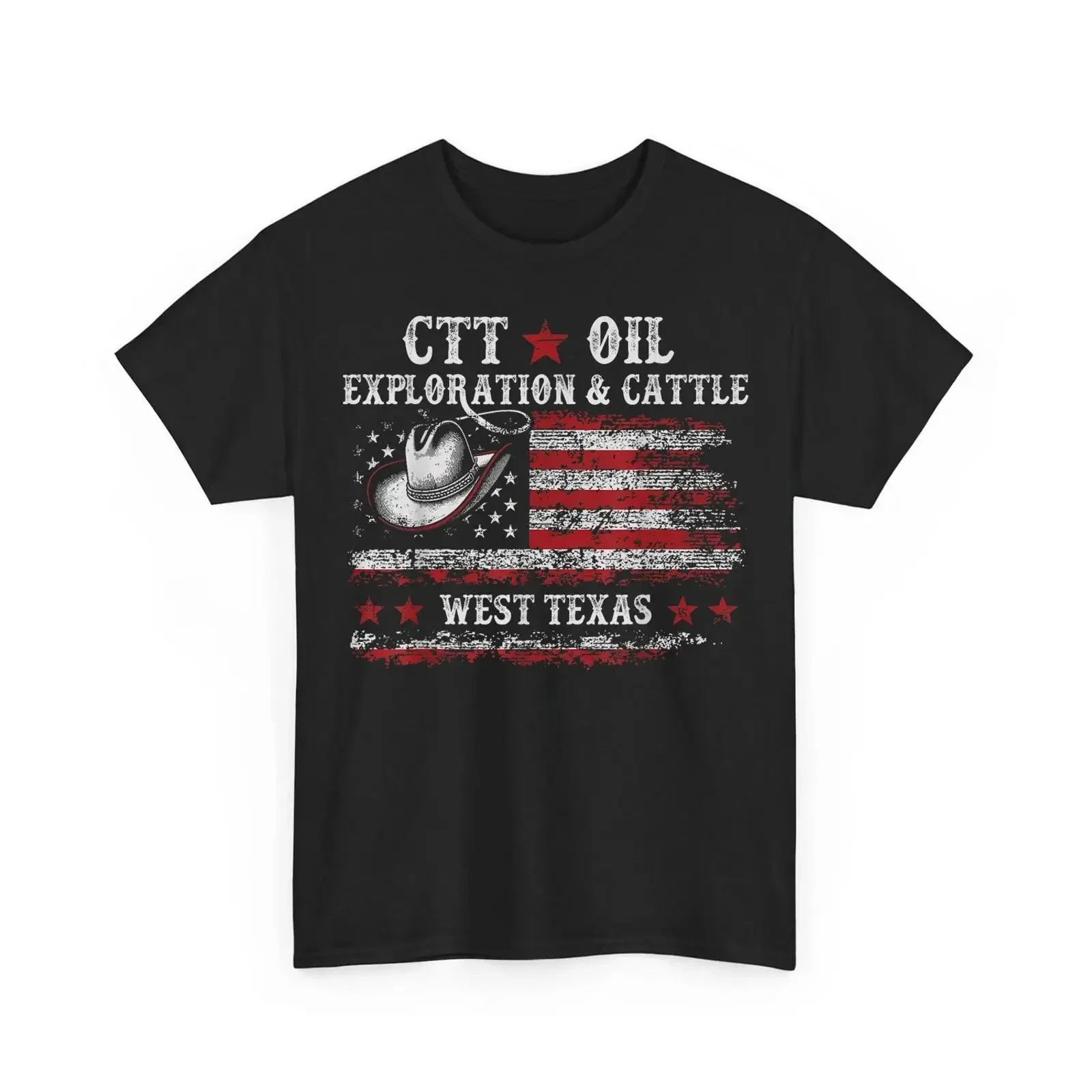 CTT Oil Exploration amp Cattle Company Texas American Flag Vintage T Shirt vintage Washed Breathable Top For Everyday Wear
