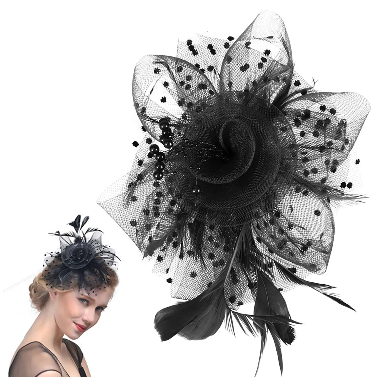 غطاء الرأس النساء إكسسوارات الشعر الزفاف تيارا زهرة دبوس الشعر العروس اللؤلؤ كليب الزفاف حفلة مهرجان سحر أنيق #4